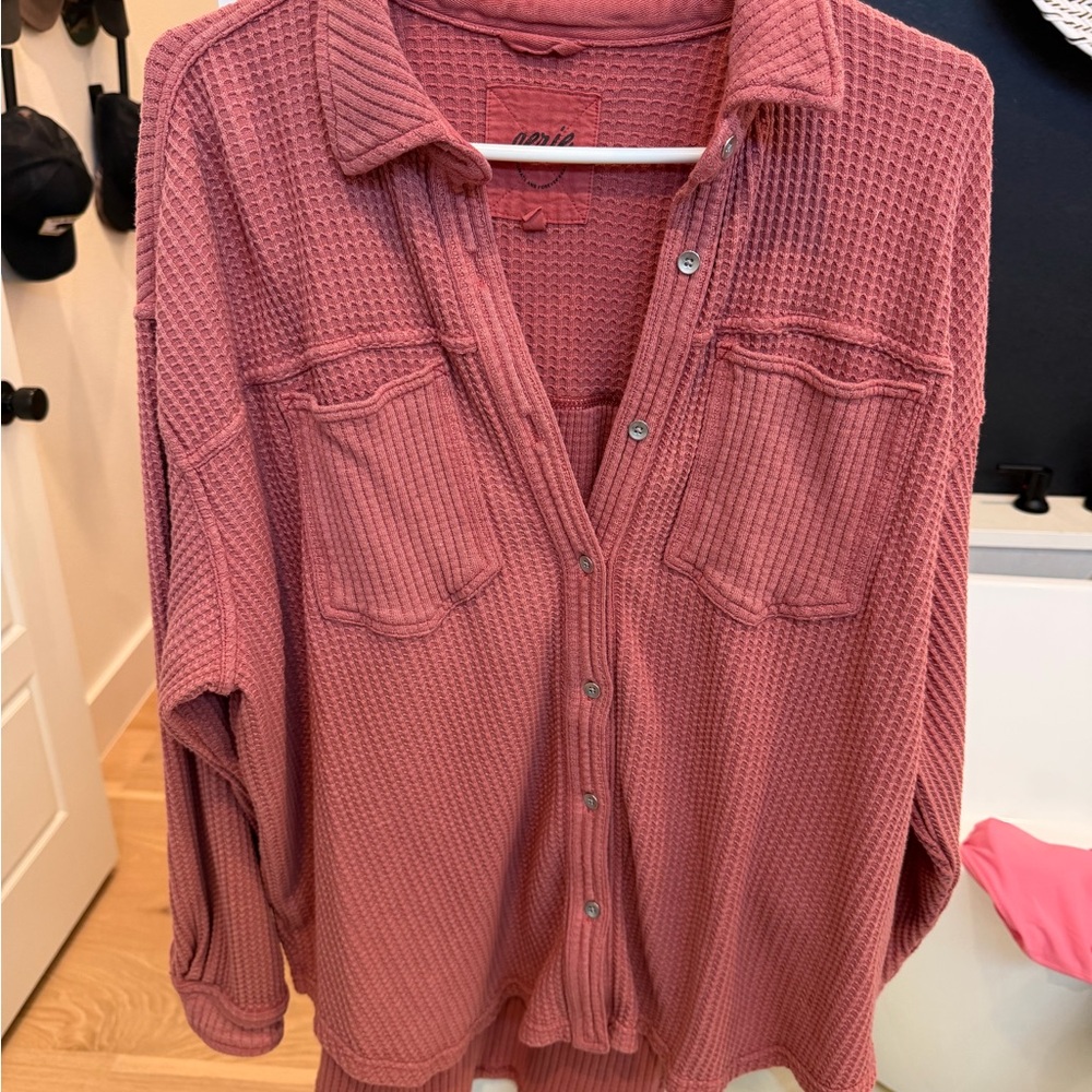 Aerie Rose Waffle Knit Top